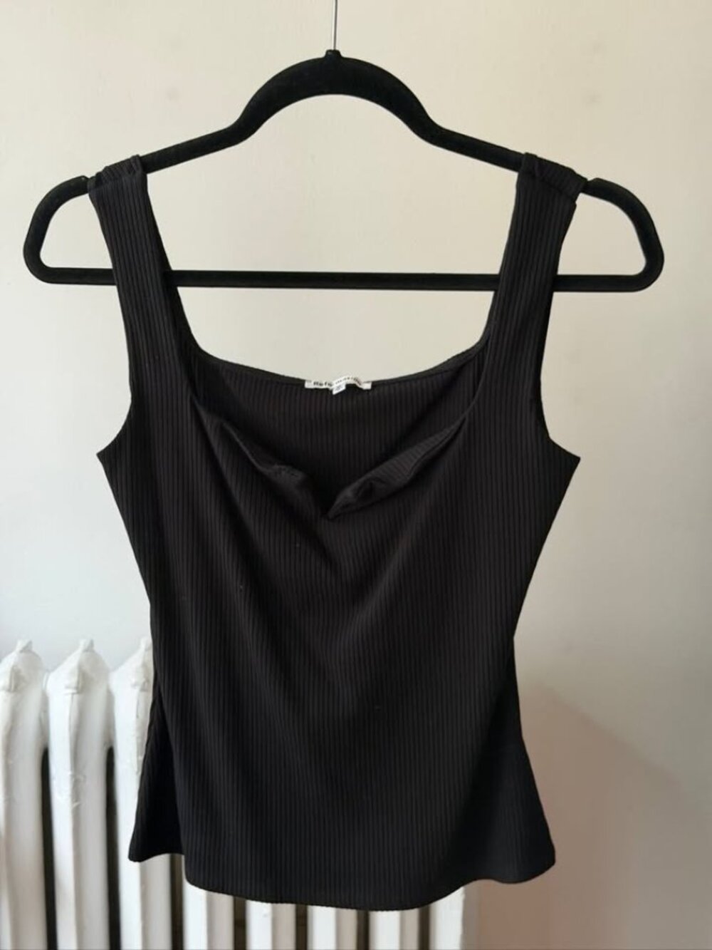 Reformation Ossie Thin Knit Black Tank Top